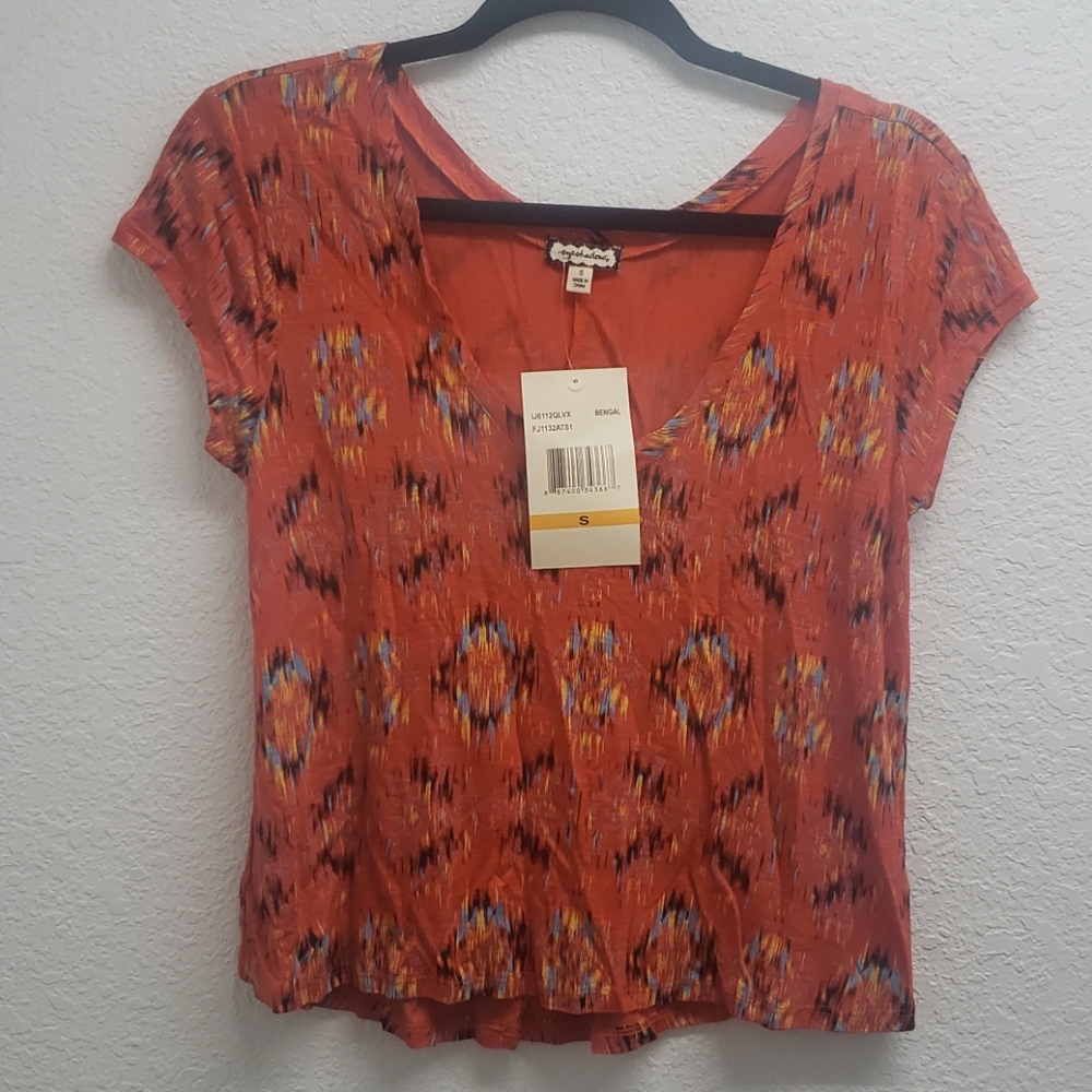 Graphic V-Neck Top NWT MACY'S
